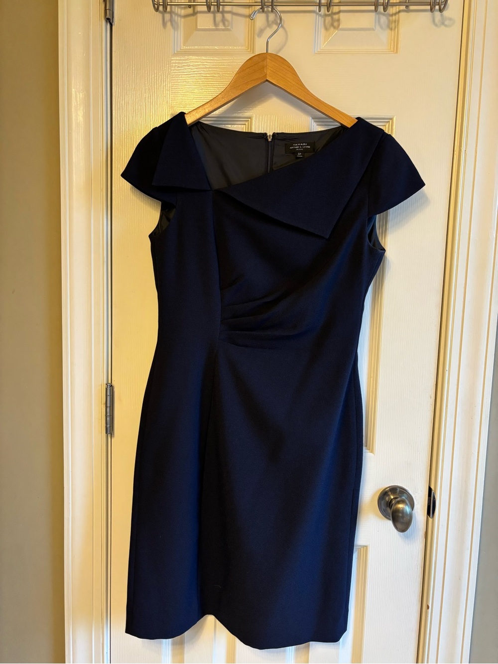 Tahari Navy Cap-Sleeve Sheath Dress
